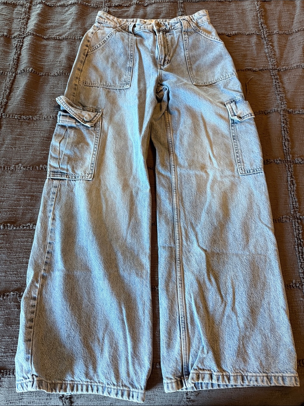Cotton On Light Blue Wide-Leg Cargo Jeans